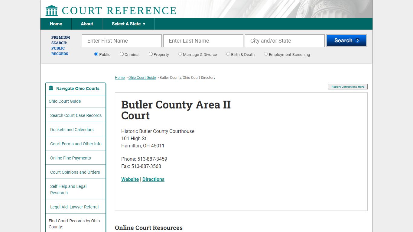 Butler County Area II Court - CourtReference.com