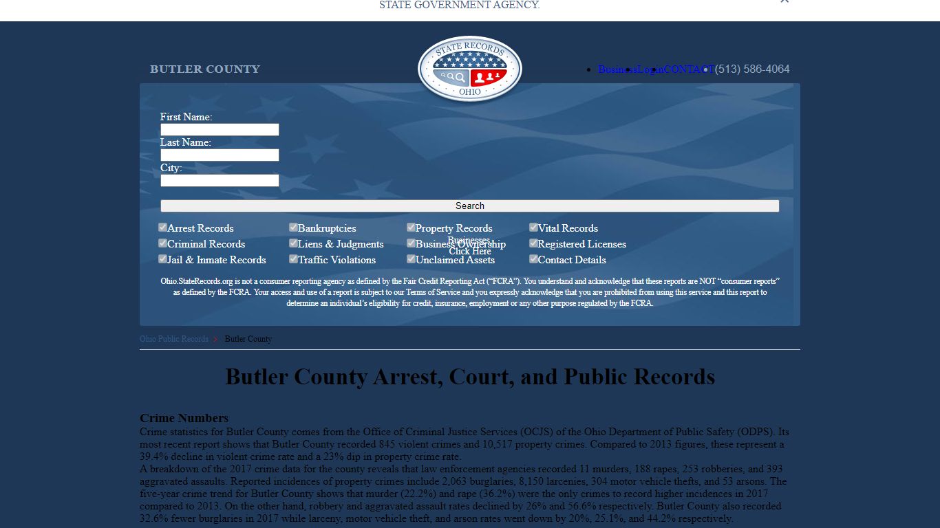 Butler County Arrest, Court, and Public Records